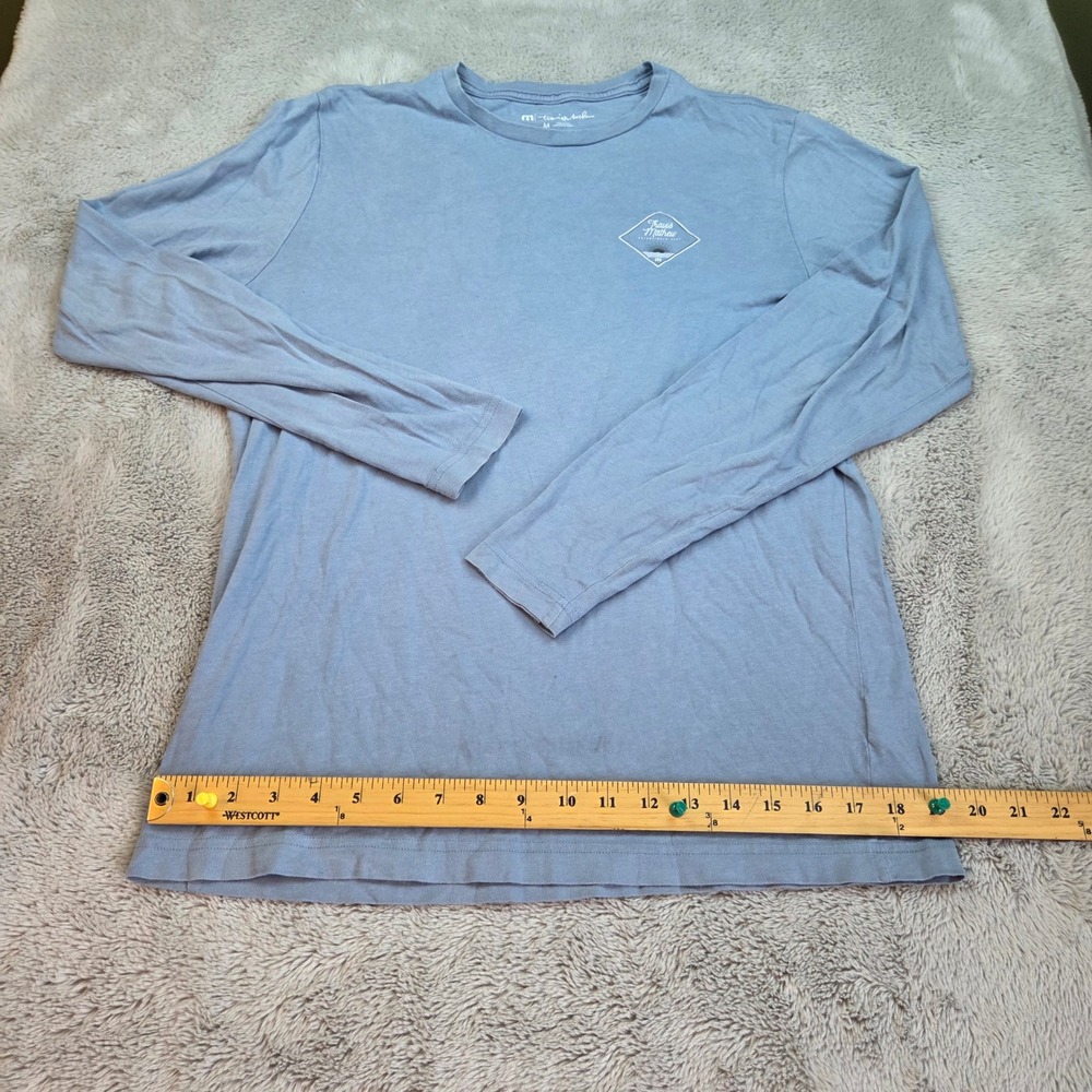 Travis Mathew Long Sleeve Graphic Tee Mens Sz‎ M Logo Print Crew Neck Blue Shirt